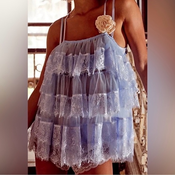 Free People Intimately Party Please Ruffle Tunic, Size Large (v) - Picture 1 of 9